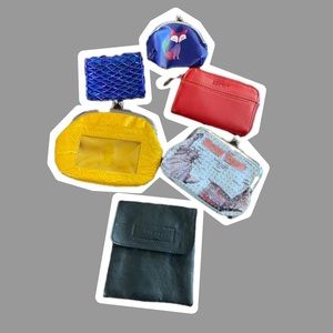 Lot of five miscellaneous brands or unbranded change pouch, key holders